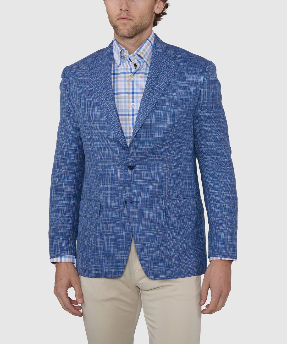 Michael Kors Two-Button Center Vent Plaid Sport Coat, Men's Big & Tall