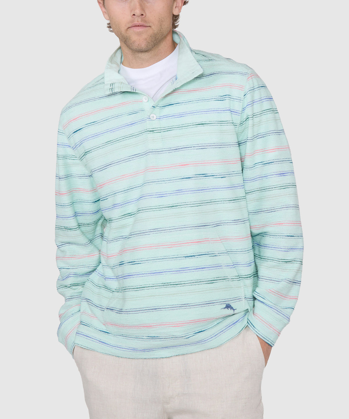 Tommy Bahama Minori Sands Button Mock Pullover, Men's Big & Tall