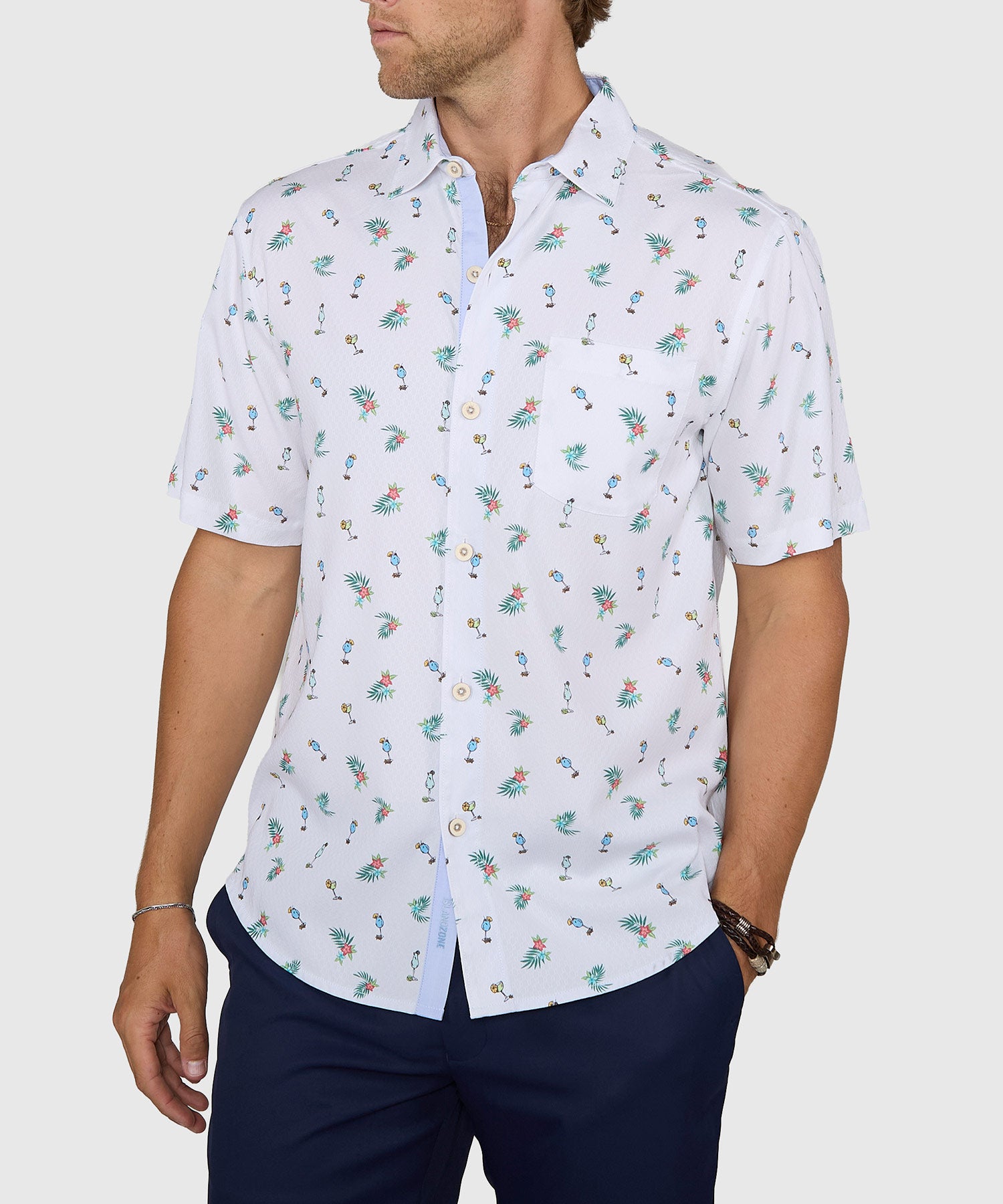 Tommy Bahama Men's Big & Tall Coastal Ease Fiesta Fizz IslandZone Camp Shirt - Oceana Blue Tommy Bahama Men's Big & Tall Coastal Ease Fiesta Fizz IslandZone Camp Shirt - Oceana Blue