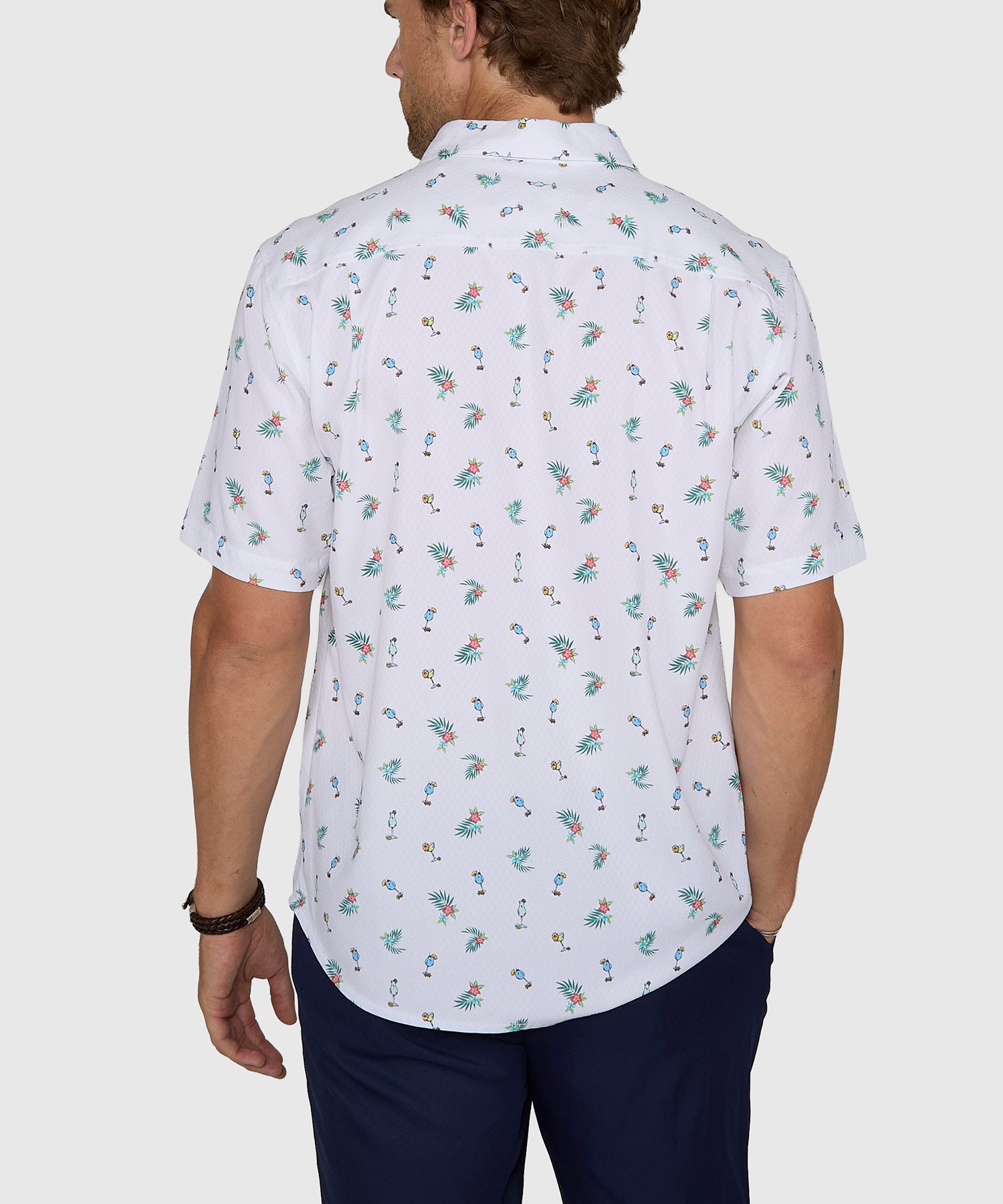 tommy bahama dress shirts Tommy Bahama Men's Big & Tall Coastal Ease Fiesta Fizz IslandZone Camp Shirt - Oceana Blue