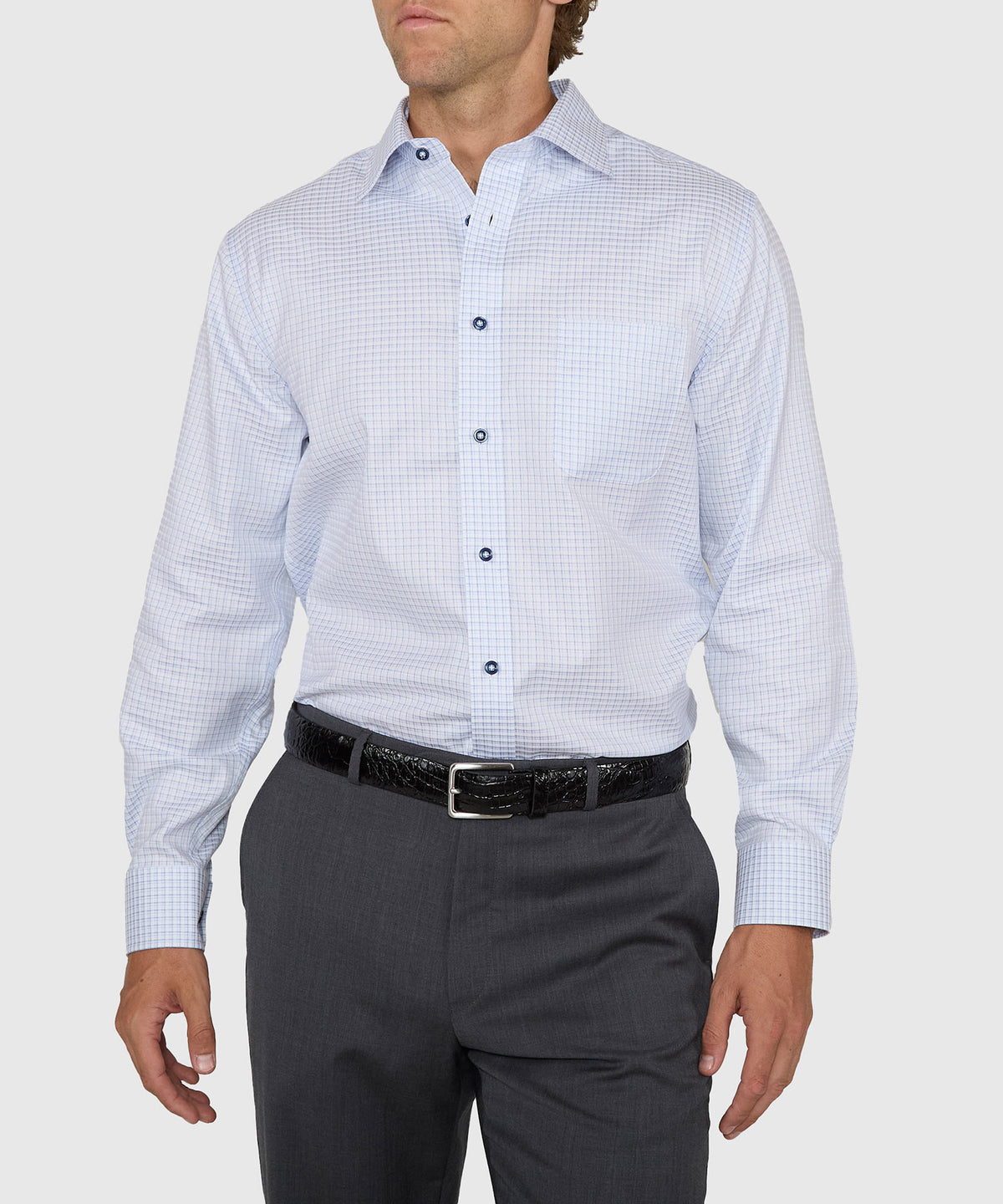 Westport 1989 Long Sleeve Spread Collar Shadow Check Dress Shirt, Men's Big & Tall