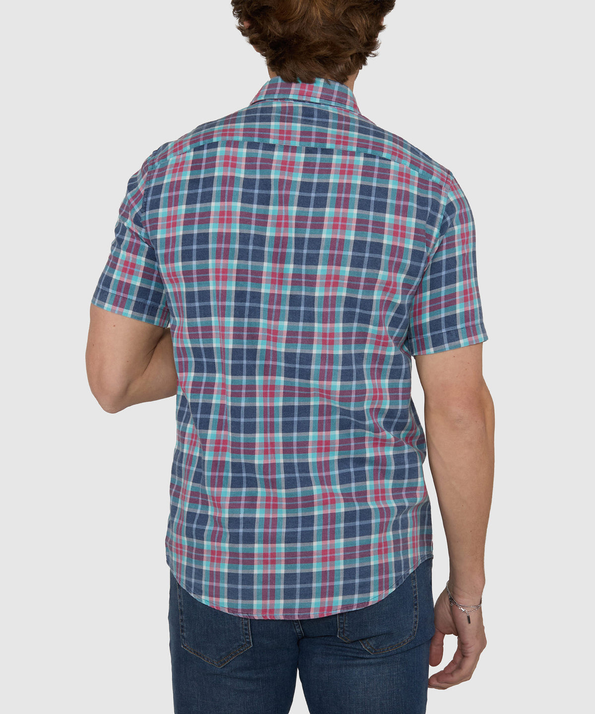 Westport Lifestyle Short Sleeve Washed Out Plaid Sport Shirt, Men's Big & Tall