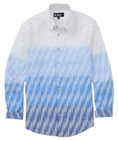 Westport Black Long Sleeve Button-Down Cotton-Linen Hombre Sport Shirt, Men's Big & Tall