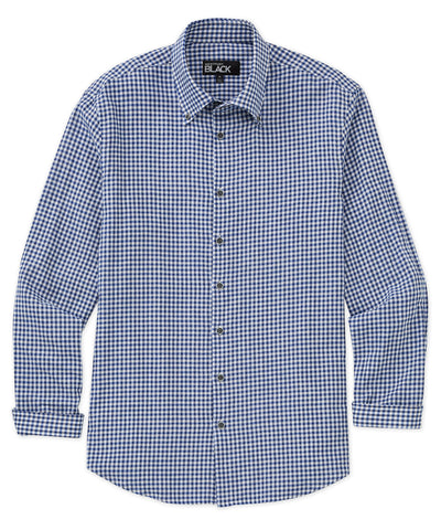 Westport Black Long Sleeve Button-Down Collar Linen Cotton Sport Shirt, Men's Big & Tall