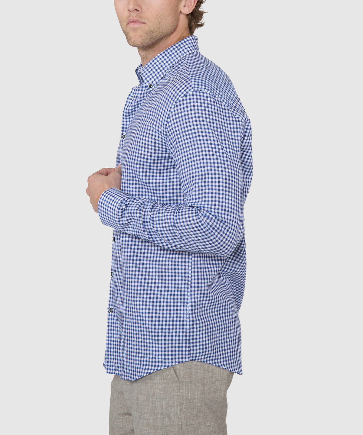 Westport Black Long Sleeve Button-Down Collar Linen Cotton Sport Shirt, Men's Big & Tall