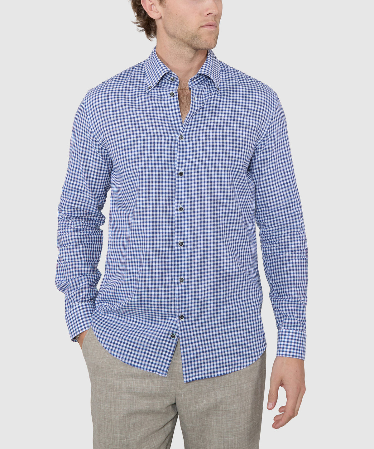 Westport Black Long Sleeve Button-Down Collar Linen Cotton Sport Shirt, Men's Big & Tall