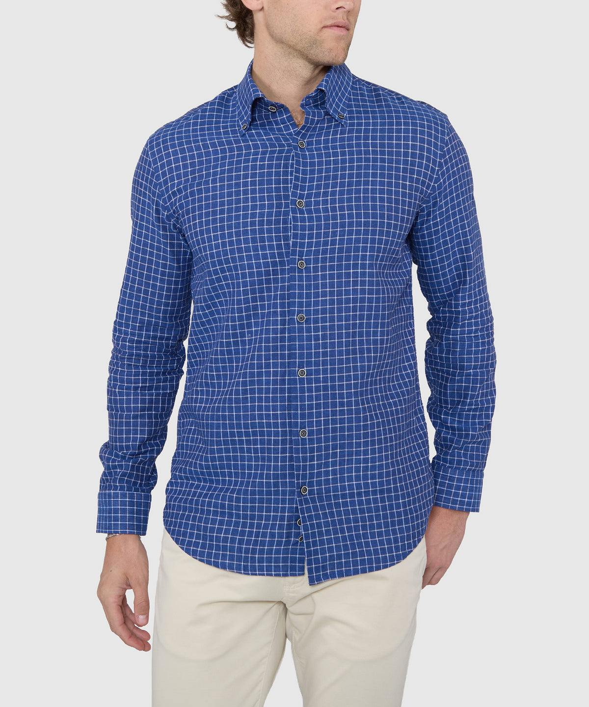 Westport Black Long Sleeve Button-Down Collar Linen Cotton Sport Shirt, Men's Big & Tall