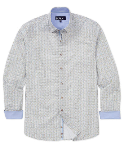 Westport Black Long Sleeve Print Sport Shirt, Men's Big & Tall