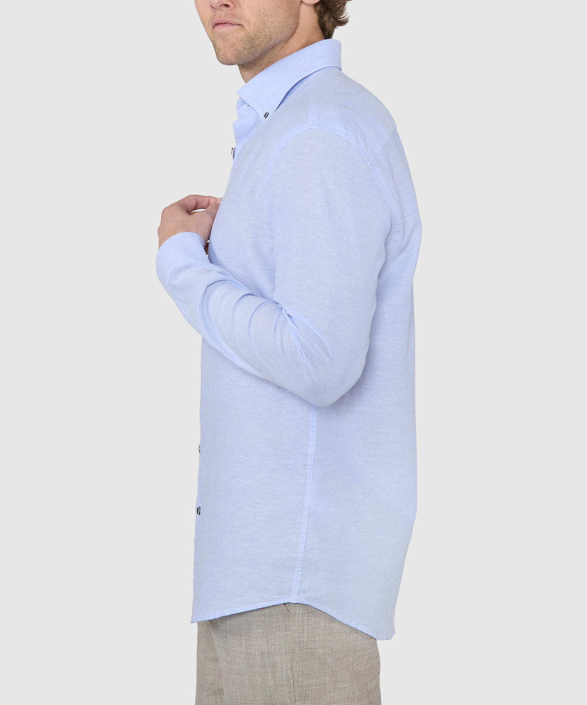 Westport Black Long Sleeve Button-Down Collar Linen-Cotton Sport Shirt, Men's Big & Tall