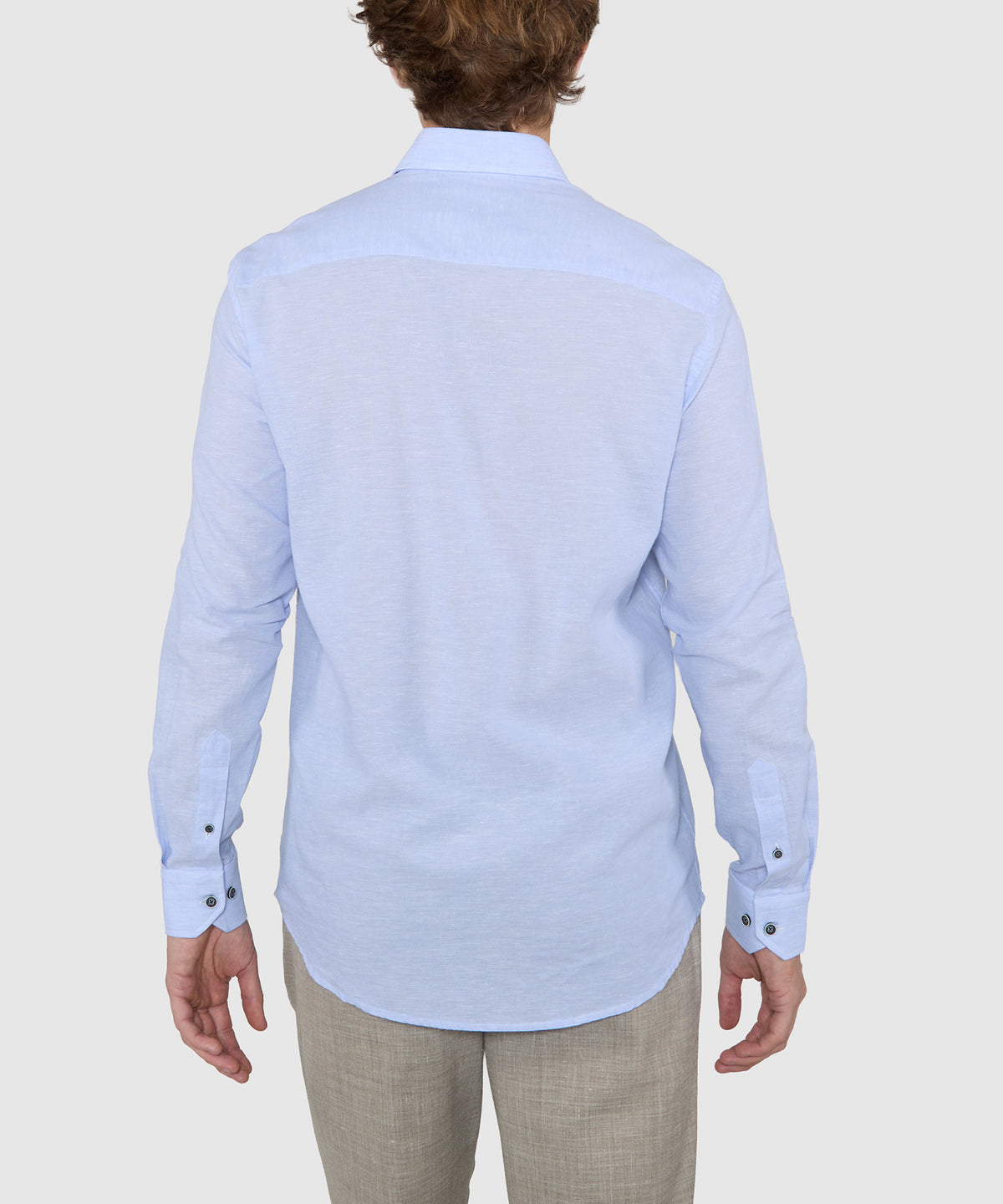 Westport Black Long Sleeve Button-Down Collar Linen-Cotton Sport Shirt, Men's Big & Tall