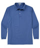 Blue long-sleeve performance polo with button placket and ribbed collar - Bali Blue