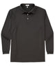 Black long-sleeve performance polo with button placket and ribbed collar