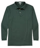 Dark green long-sleeve performance polo with button placket and ribbed collar - Pine Brook