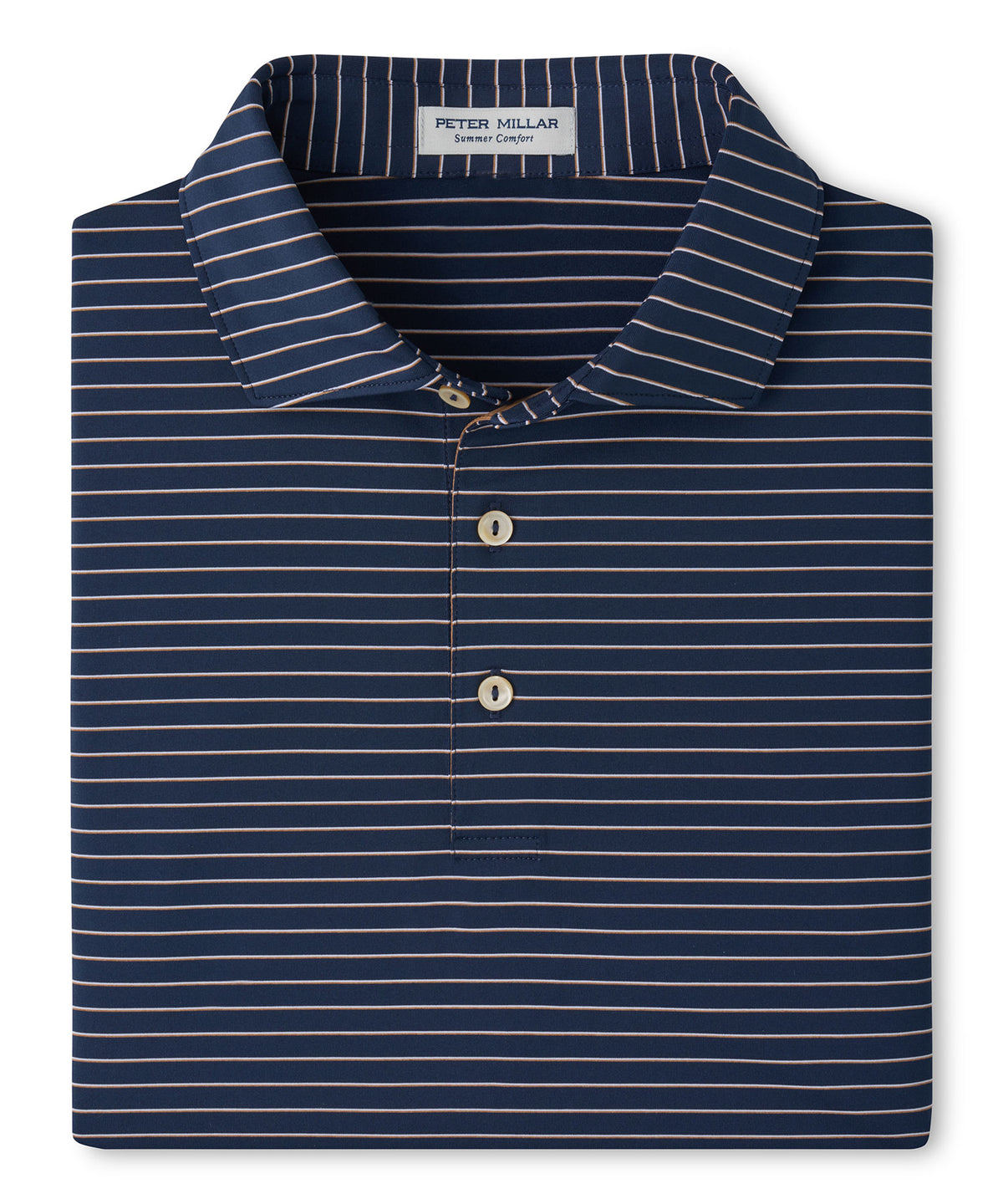 Peter Millar Oaks Stripe Polo - Navy Blue, Men's Big & Tall