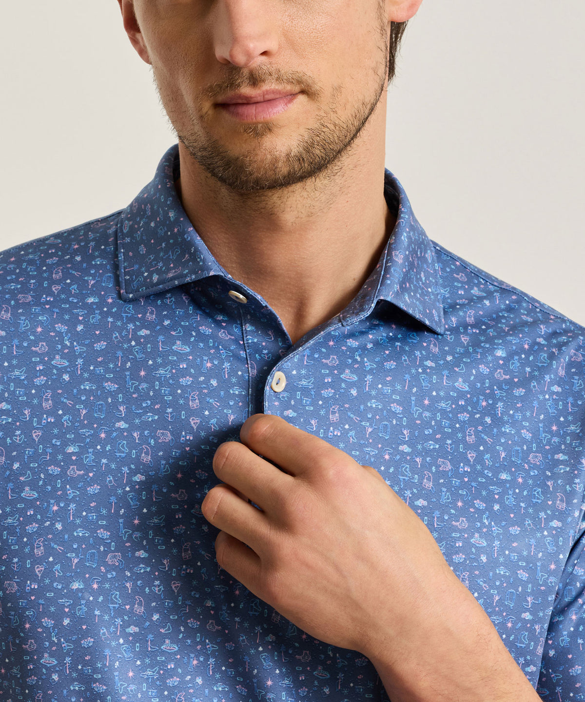 Peter Millar Ridge Print Polo, Men's Big & Tall
