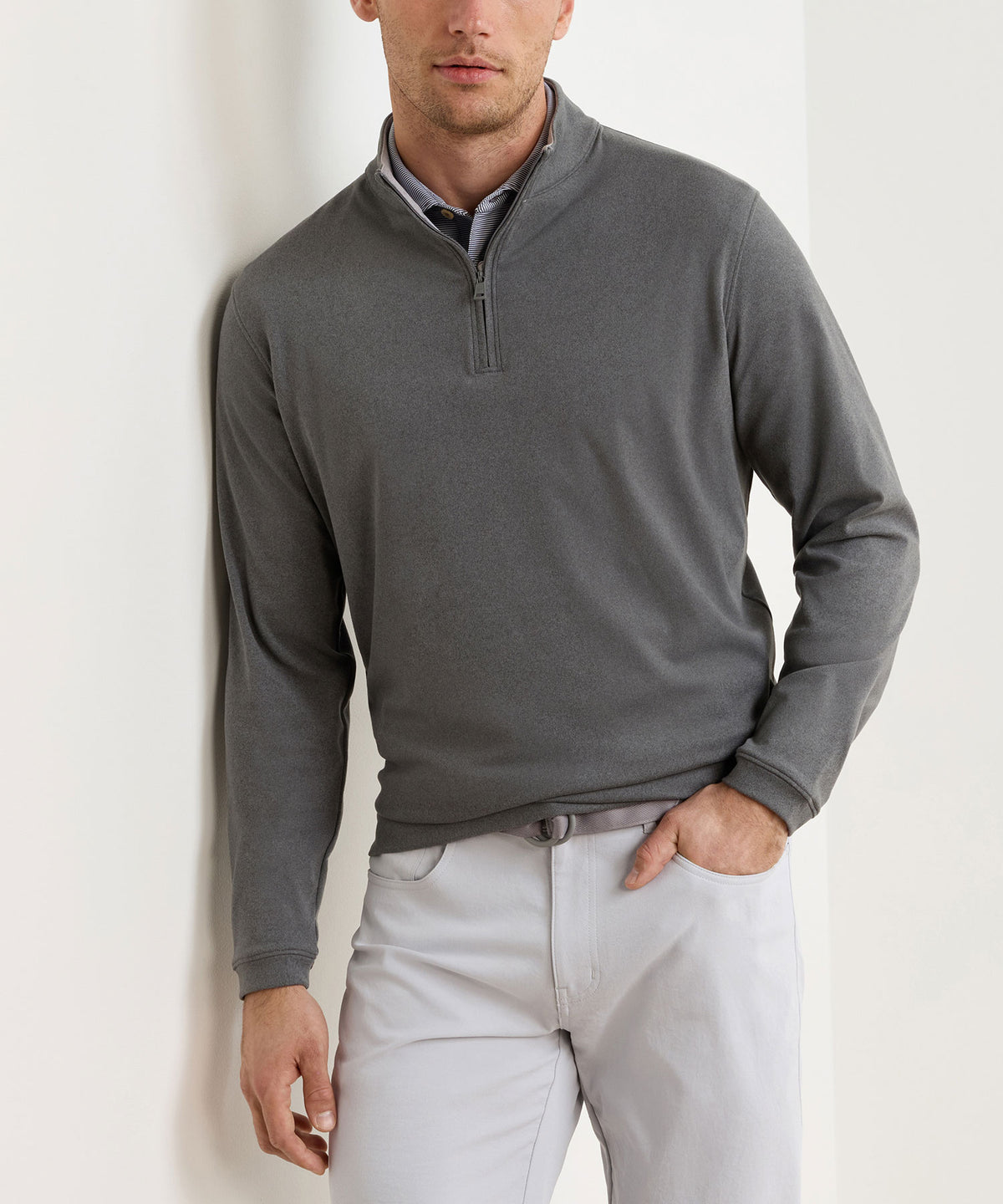 Peter Millar Long Sleeve Ardentair Performance Quarter-Zip Pullover - Iron, Men's Big & Tall