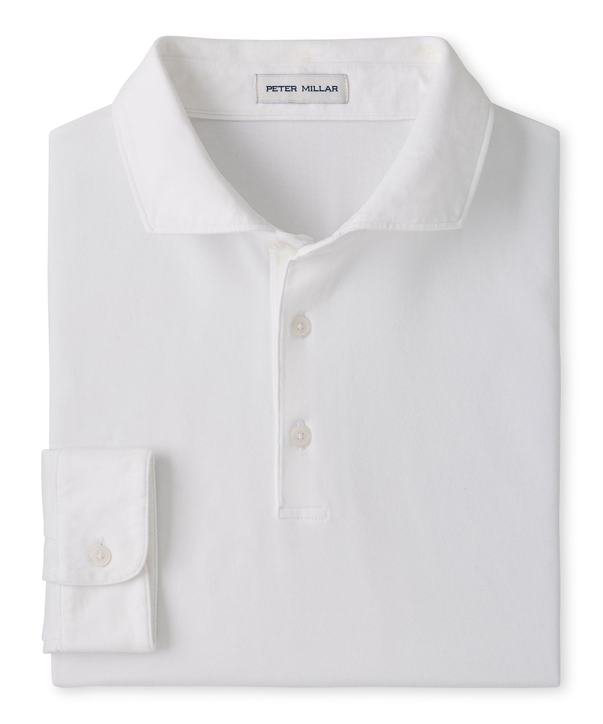 Peter Millar Crown Flex Long Sleeve Polo - White, Men's Big & Tall