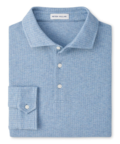 Peter Millar Long Sleeve Herringbone Polo, Men's Big & Tall