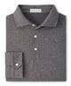 Peter Millar Long Sleeve Herringbone Polo - Charcoal