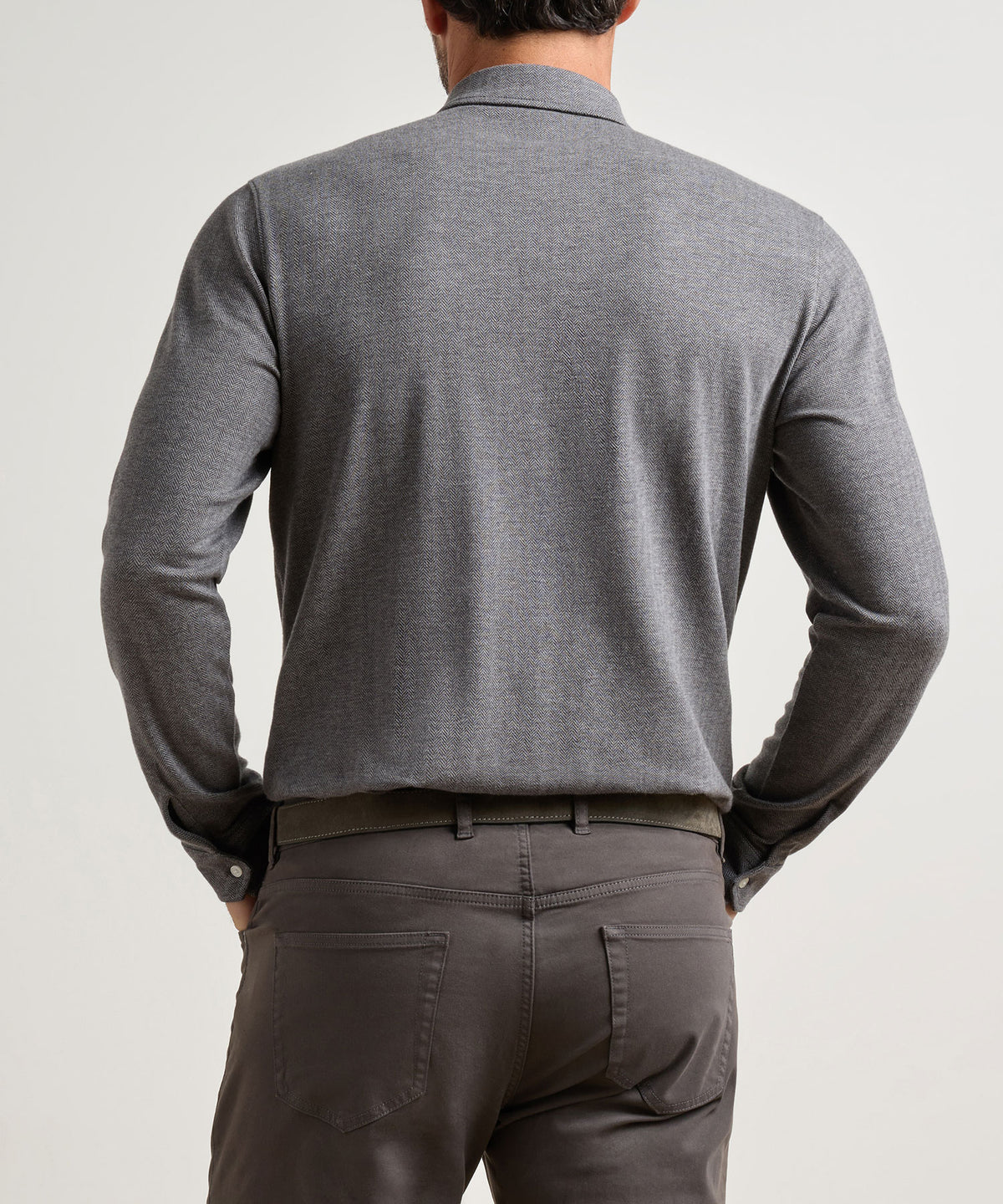 Peter Millar Long Sleeve Herringbone Polo, Men's Big & Tall