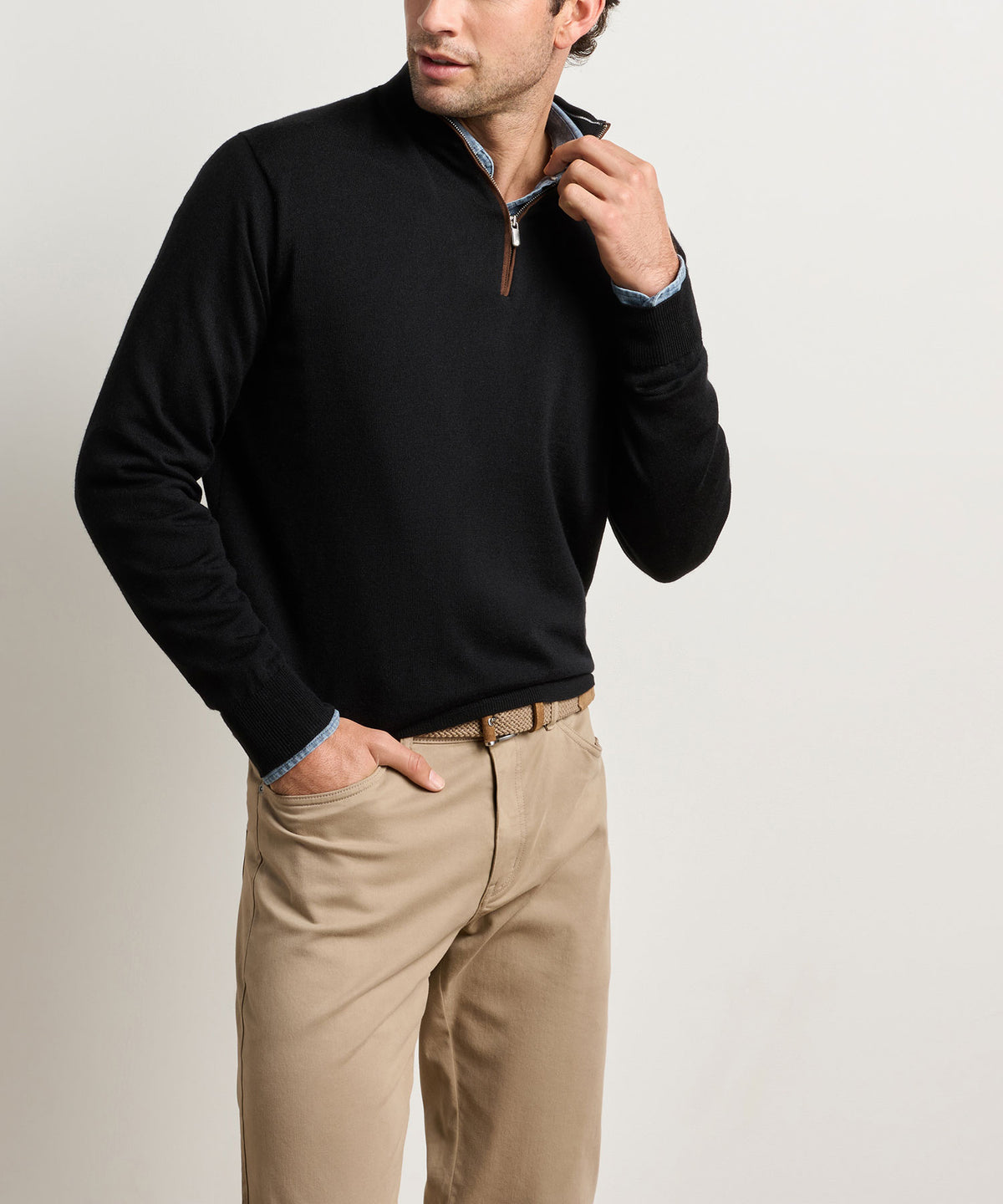 Peter Millar Autumn Crest Suede Trim Quarter-Zip Pullover, Men's Big & Tall