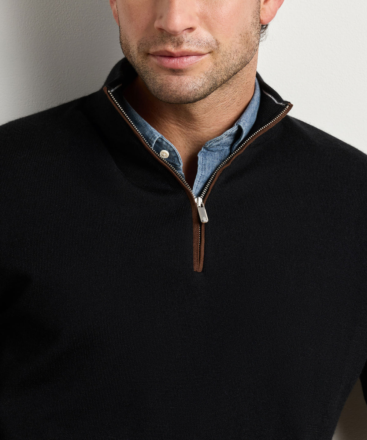 Peter Millar Autumn Crest Suede Trim Quarter-Zip Pullover, Men's Big & Tall