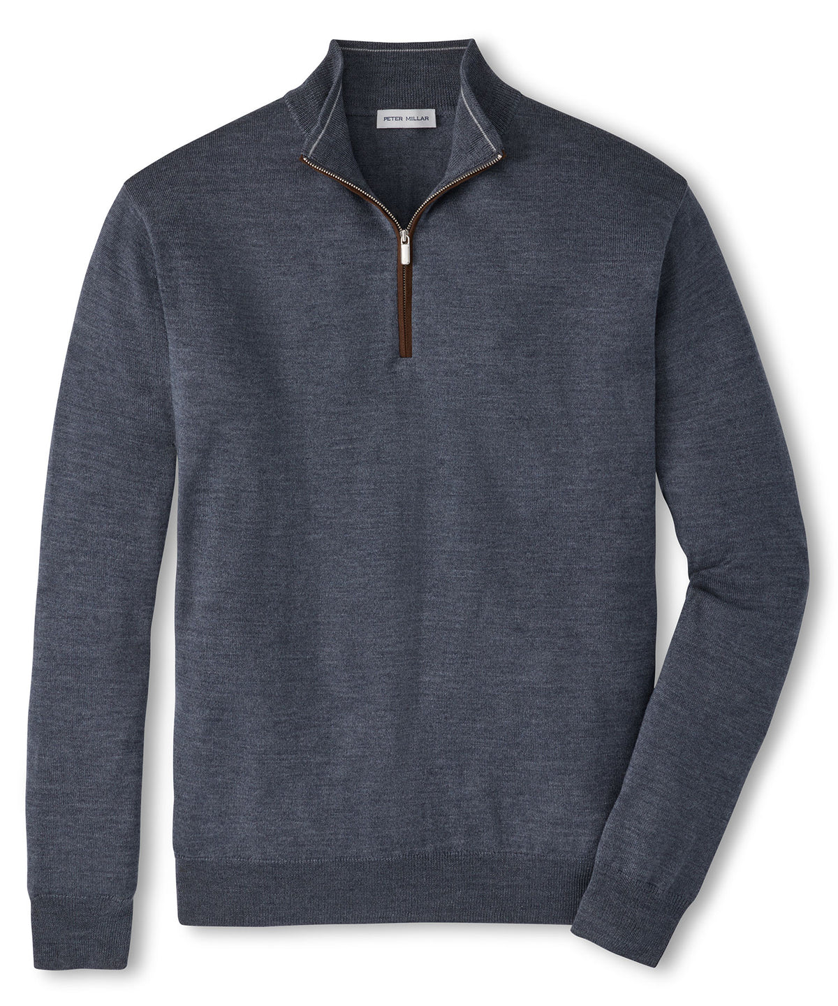 Peter Millar Autumn Crest Suede Trim Quarter-Zip Pullover - Charcoal, Men's Big & Tall