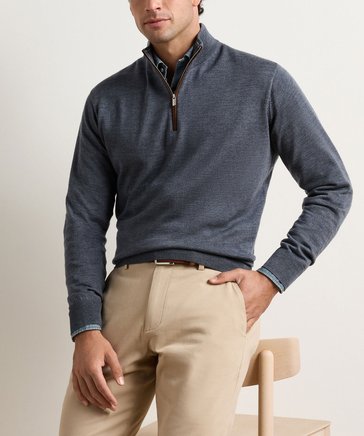 Peter Millar Autumn Crest Suede Trim Quarter-Zip Pullover, Men's Big & Tall