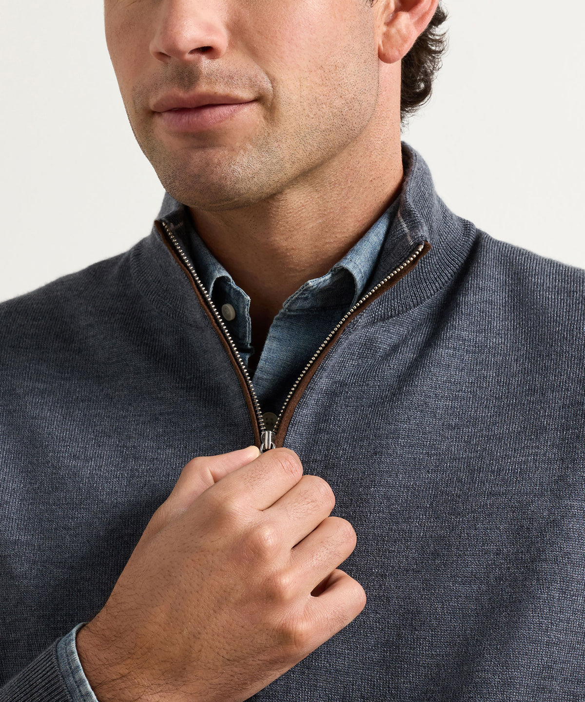 Peter Millar Autumn Crest Suede Trim Quarter-Zip Pullover, Men's Big & Tall