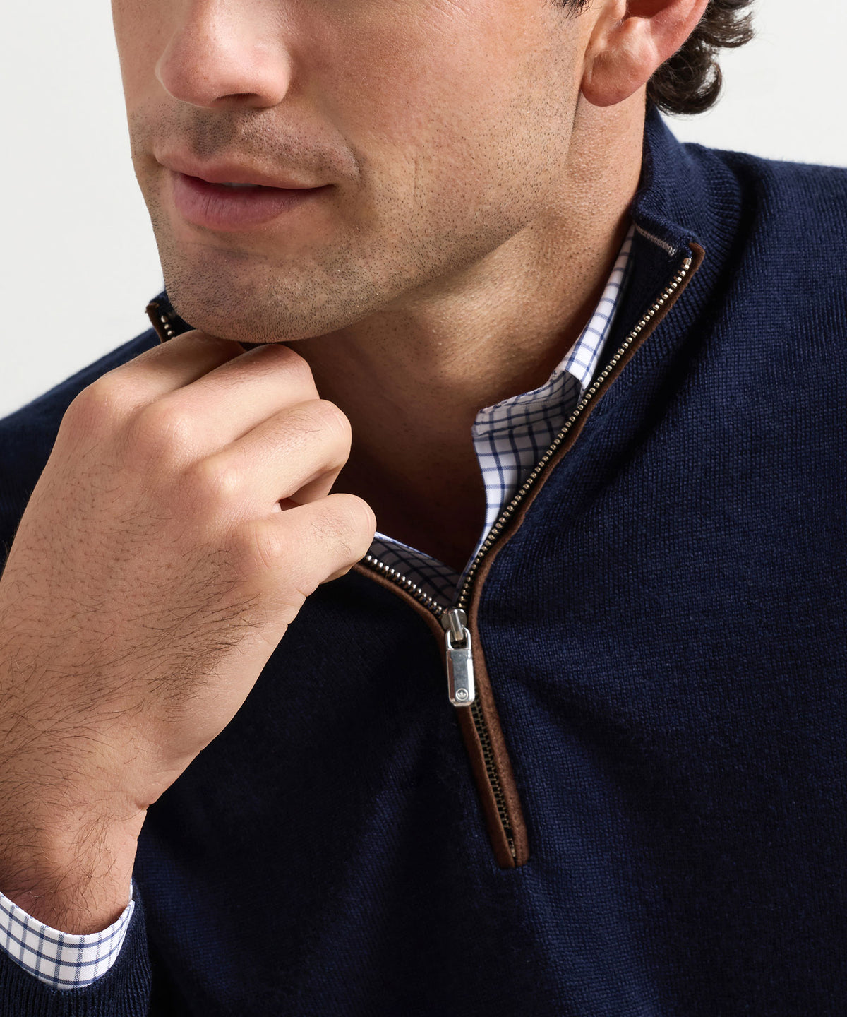 Peter Millar Autumn Crest Suede Trim Quarter-Zip Pullover, Men's Big & Tall