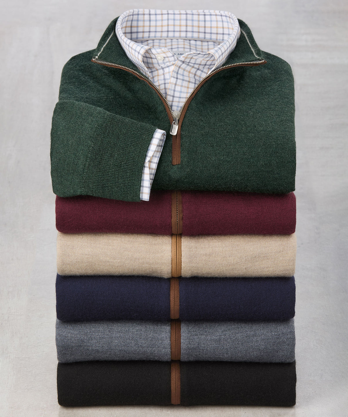 Peter Millar Autumn Crest Suede Trim Quarter-Zip Pullover, Men's Big & Tall