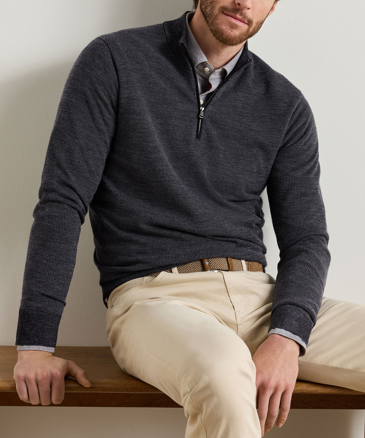 Peter Millar Blair Birdseye Quarter-Zip Pullover, Men's Big & Tall