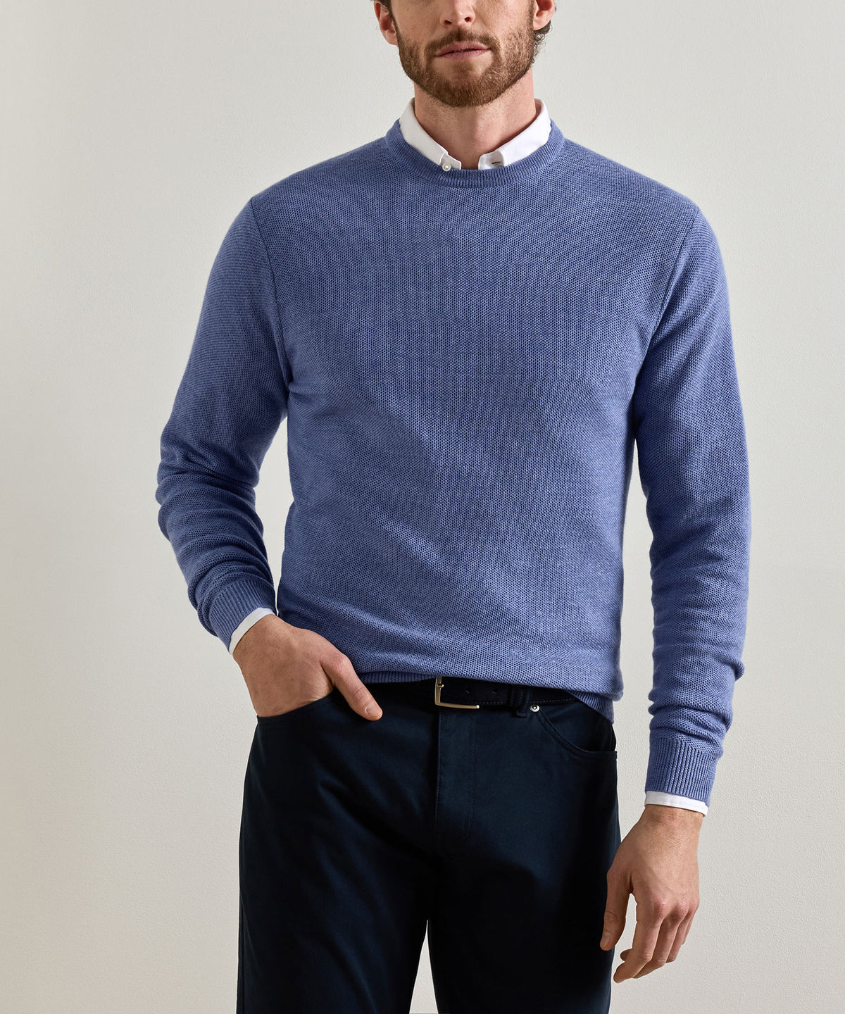 Peter Millar Long Sleeve Autumn Crest Honeycomb Crew Neck Pullover, Men's Big & Tall
