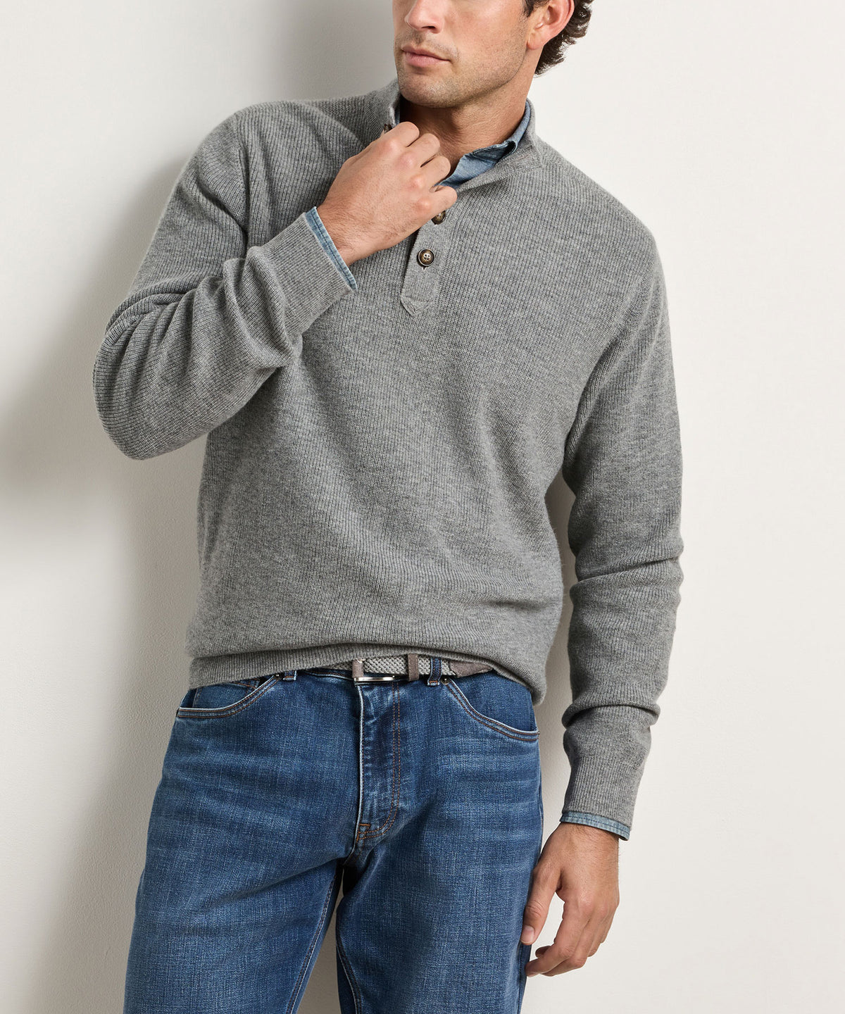 Peter Millar Blackburn Button Mock Sweater, Men's Big & Tall