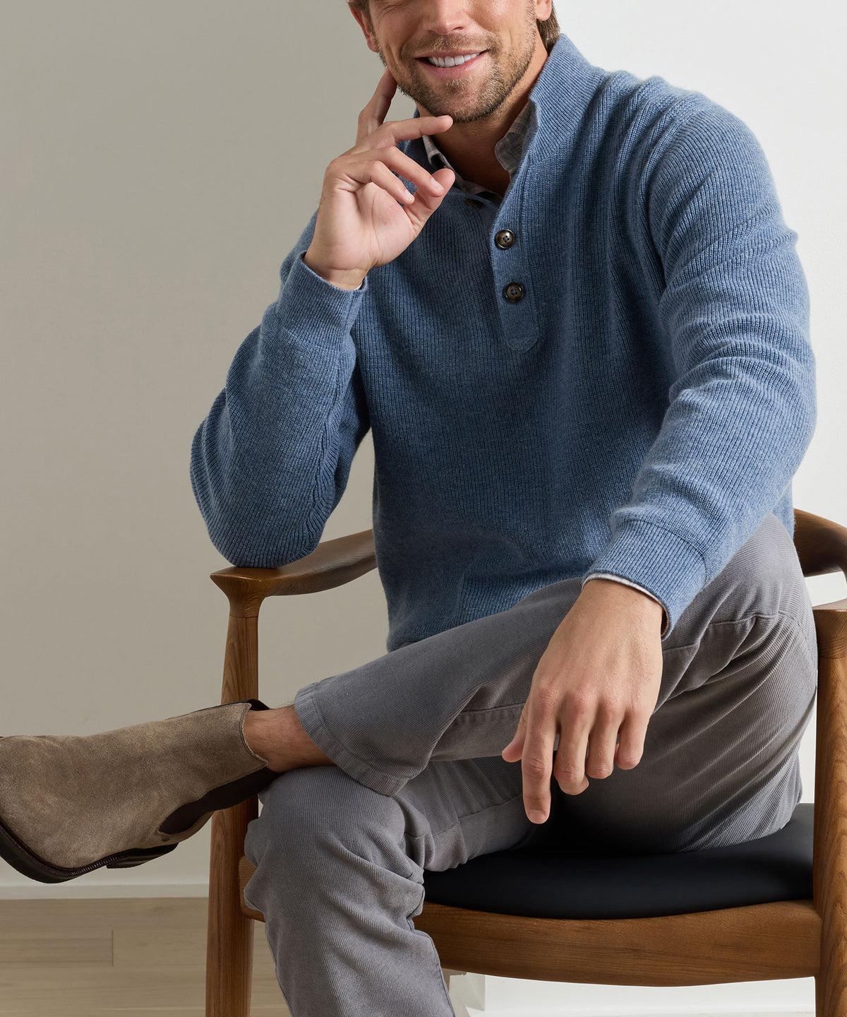 Peter Millar Blackburn Button Mock Sweater, Men's Big & Tall