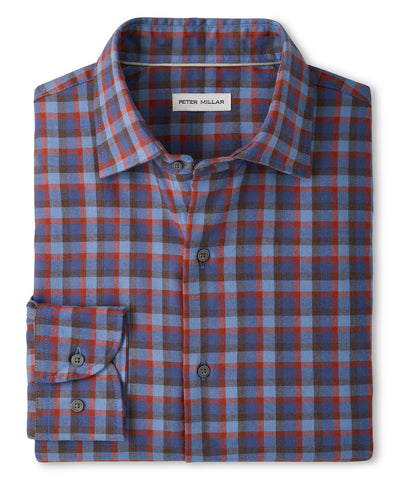 Peter Millar Theodore Performance Flannel Long Sleeve Sport Shirt, Men's Big & Tall