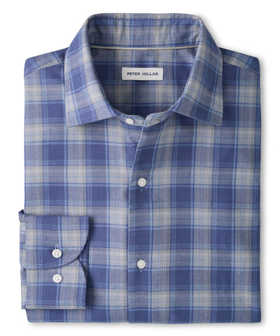 Peter Millar Cannon Performance Flannel Long Sleeve Sport Shirt, Men's Big & Tall