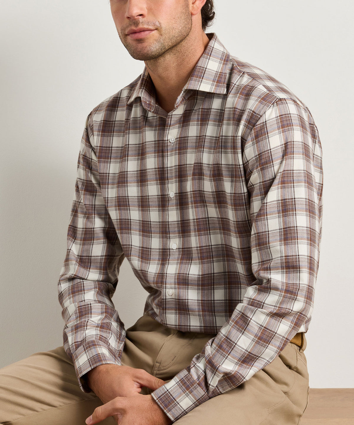 Peter Millar Cannon Performance Flannel Long Sleeve Sport Shirt, Men's Big & Tall