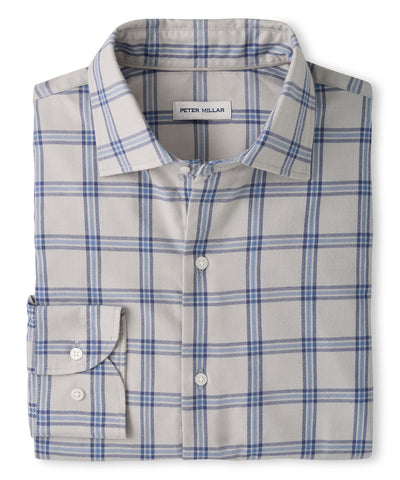 Peter Millar Preston Performance Flannel Long Sleeve Sport Shirt, Men's Big & Tall