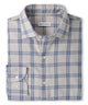 Men's performance flannel shirt, light grey with blue plaid, button-front and cuffs. - British Grey
