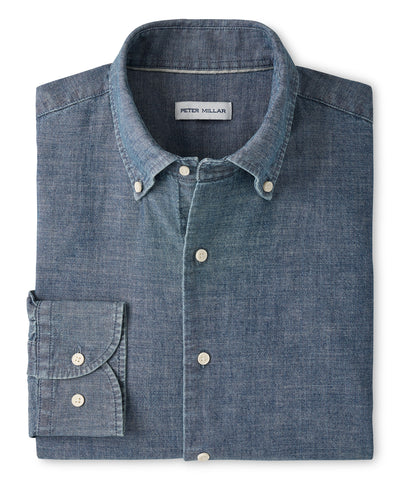 Peter Millar Davenport Chambray Sport Shirt, Men's Big & Tall
