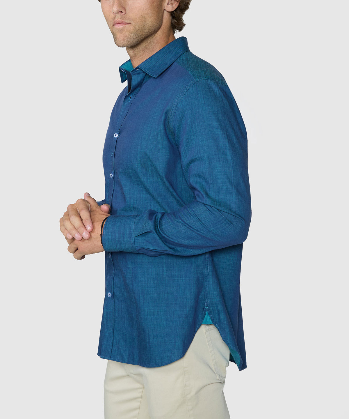 Robert Graham Long Sleeve 'Kerrington' Sport Shirt - Turquoise, Men's Big & Tall
