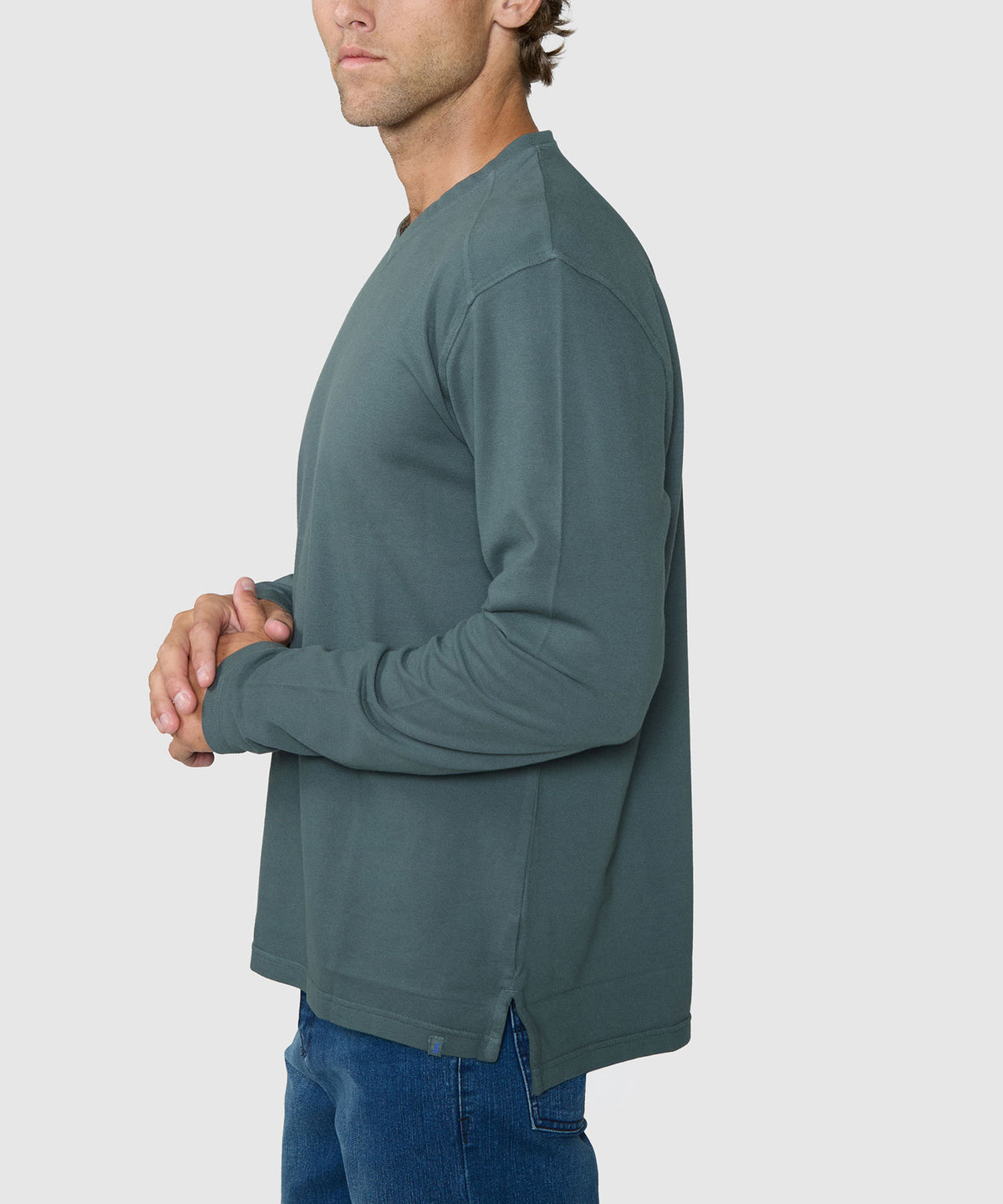 Westport Lifestyle Long Sleeve Dunes Pique Hi-Vee Tee, Men's Big & Tall