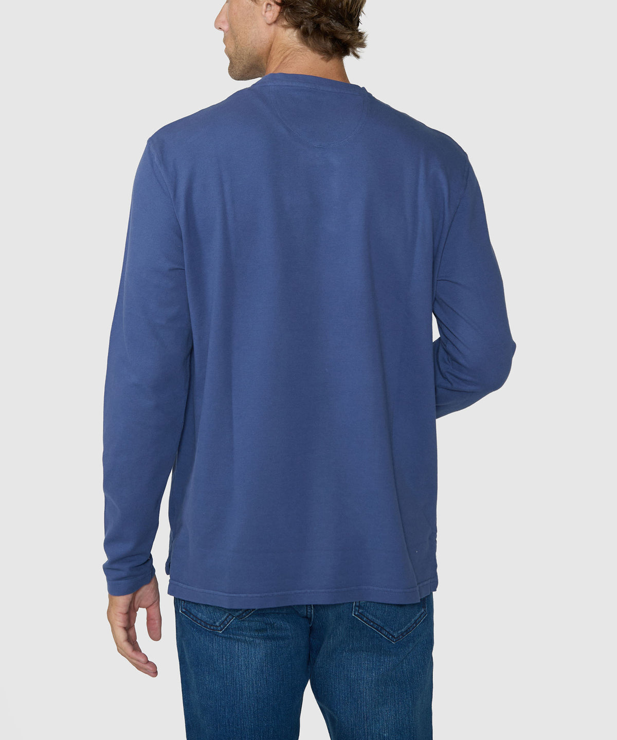 Westport Lifestyle Long Sleeve Dunes Pique Hi-Vee Tee - Navy, Men's Big & Tall