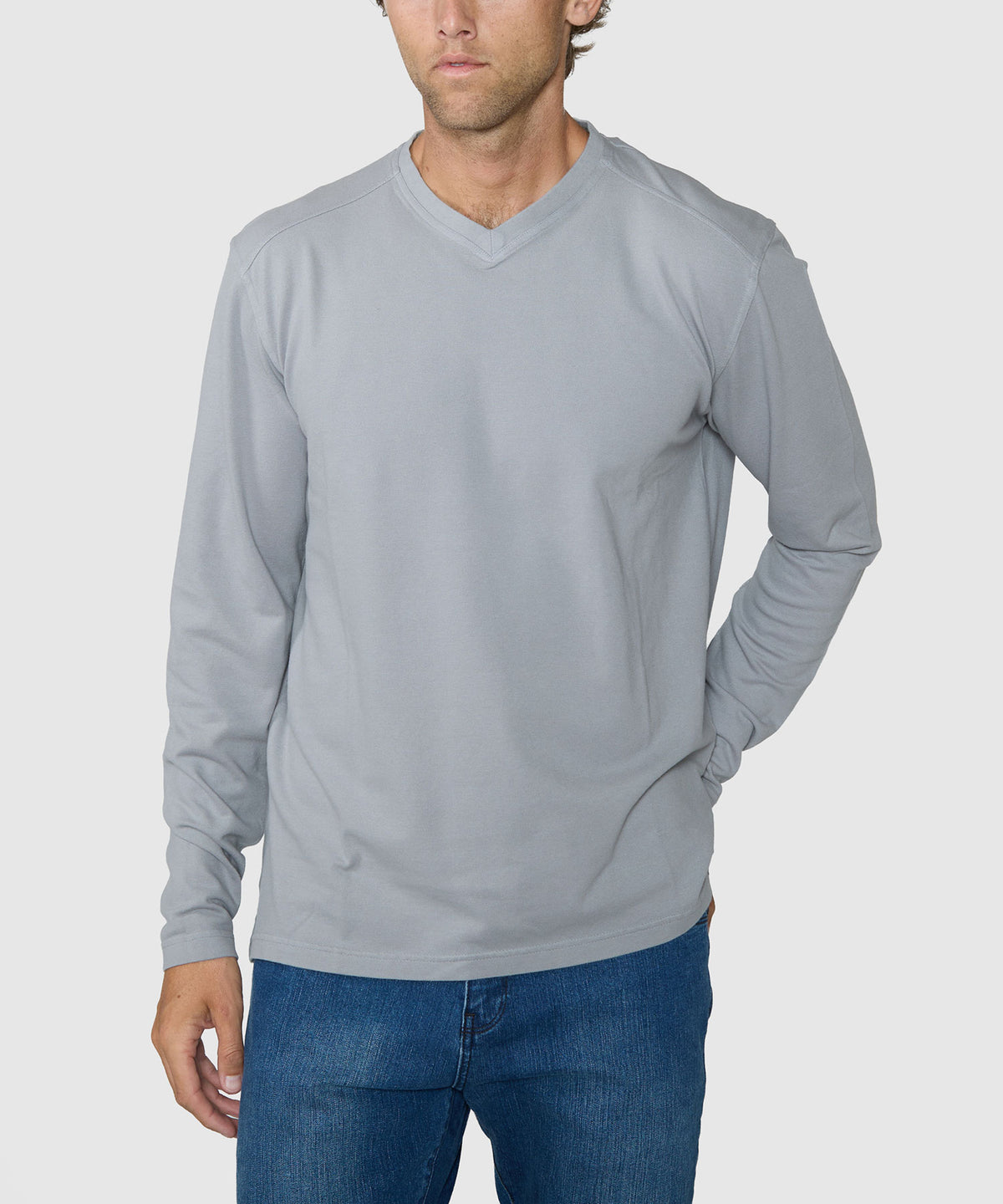 Westport Lifestyle Long Sleeve Dunes Pique Hi-Vee Tee, Men's Big & Tall