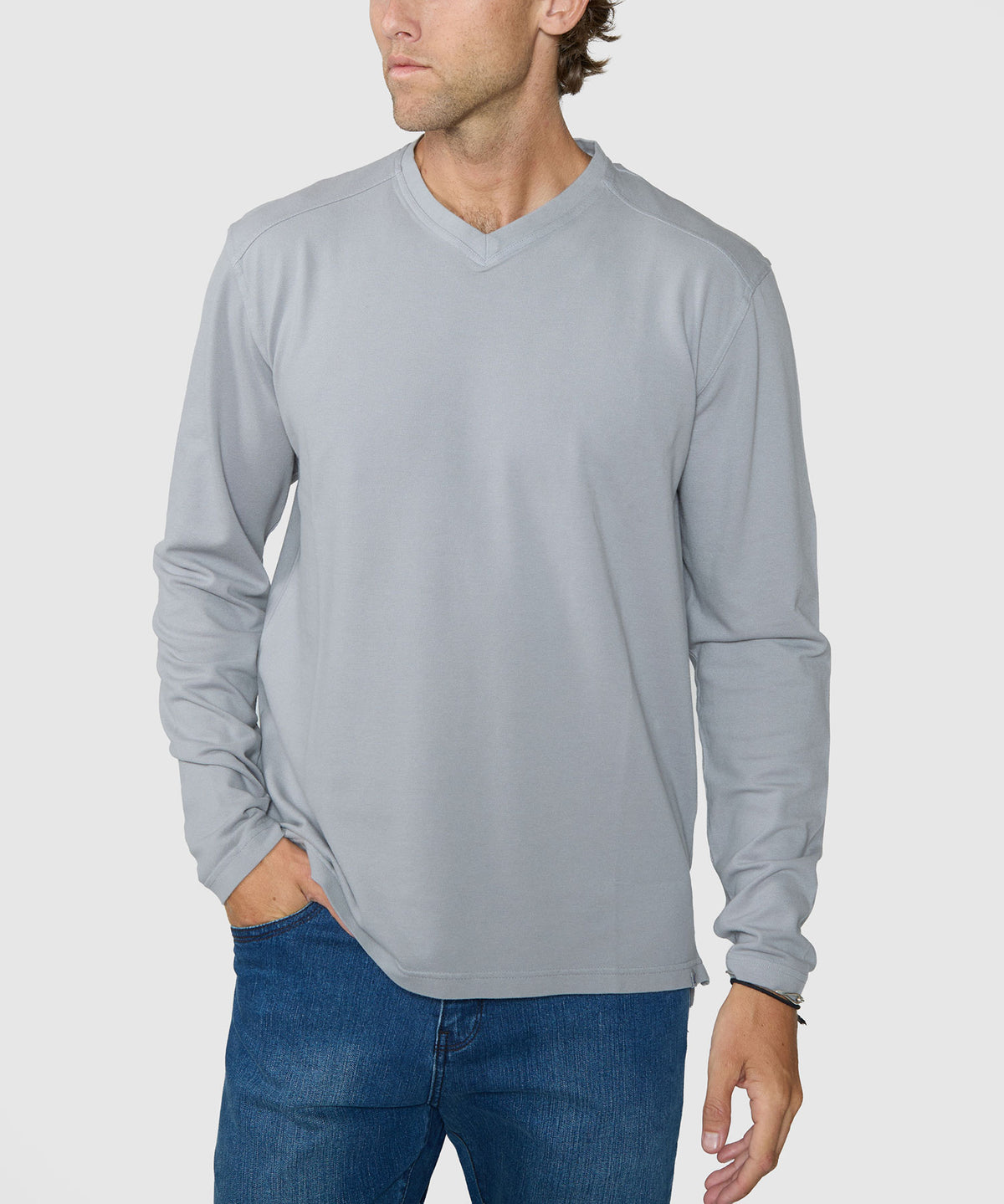 Westport Lifestyle Long Sleeve Dunes Pique Hi-Vee Tee, Men's Big & Tall