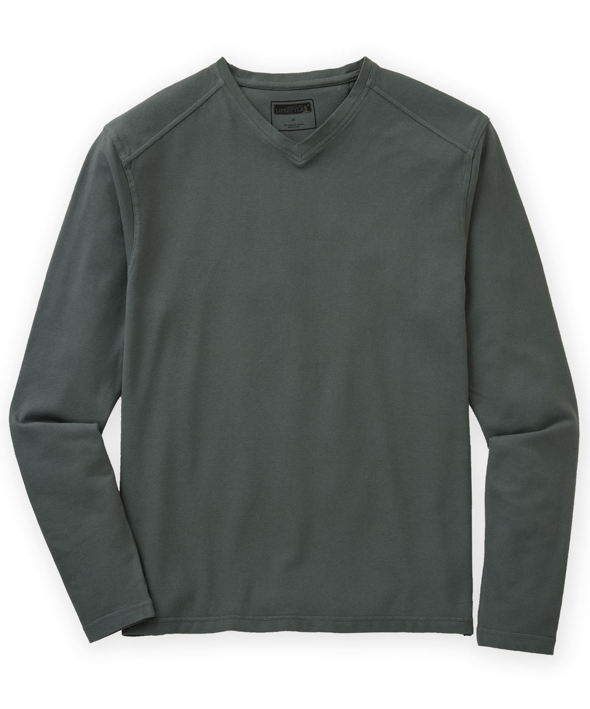 Westport Lifestyle Long Sleeve Dunes Pique Hi-Vee Tee - Blue Spruce, Men's Big & Tall