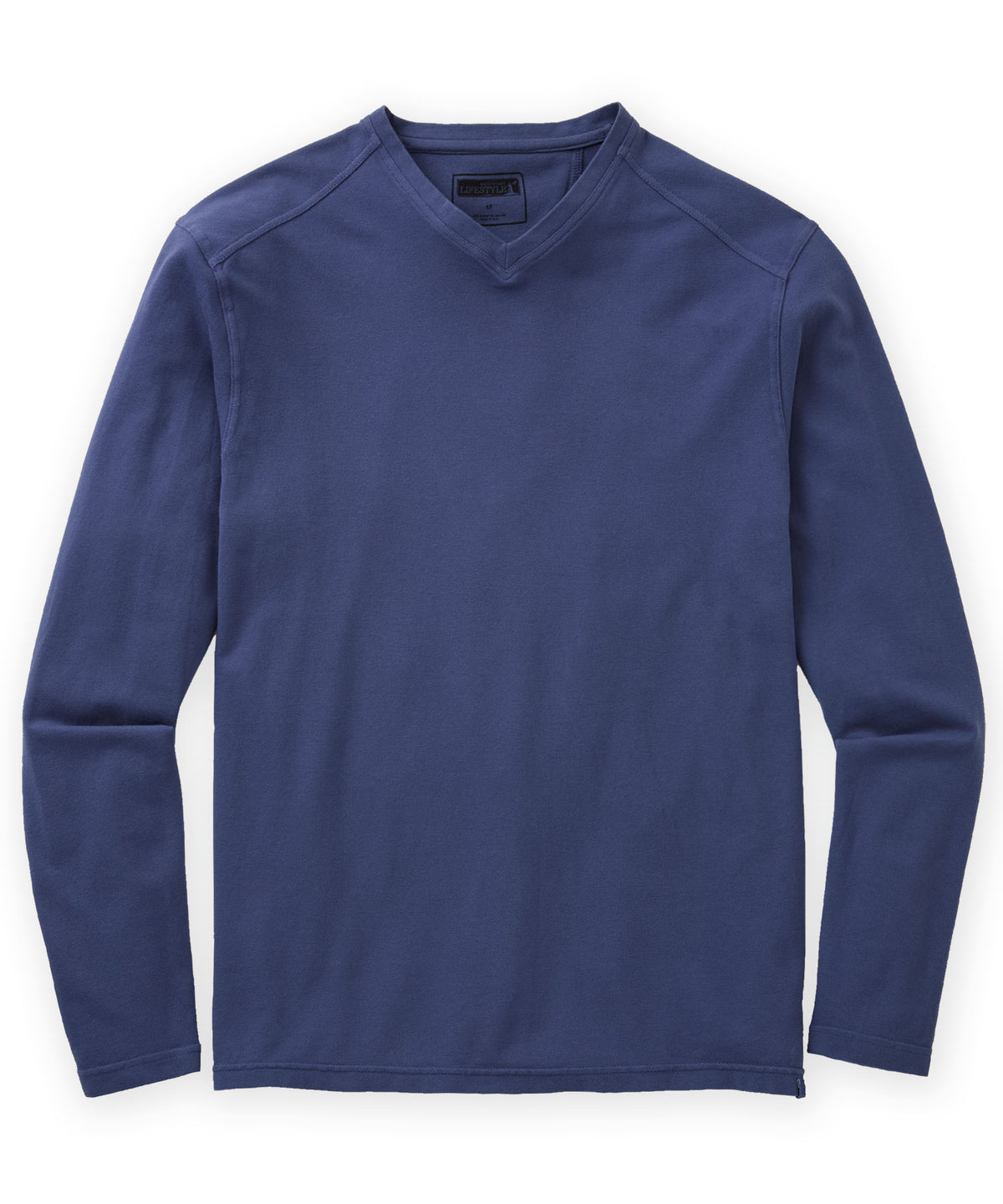 Westport Lifestyle Long Sleeve Dunes Pique Hi-Vee Tee - Navy, Men's Big & Tall