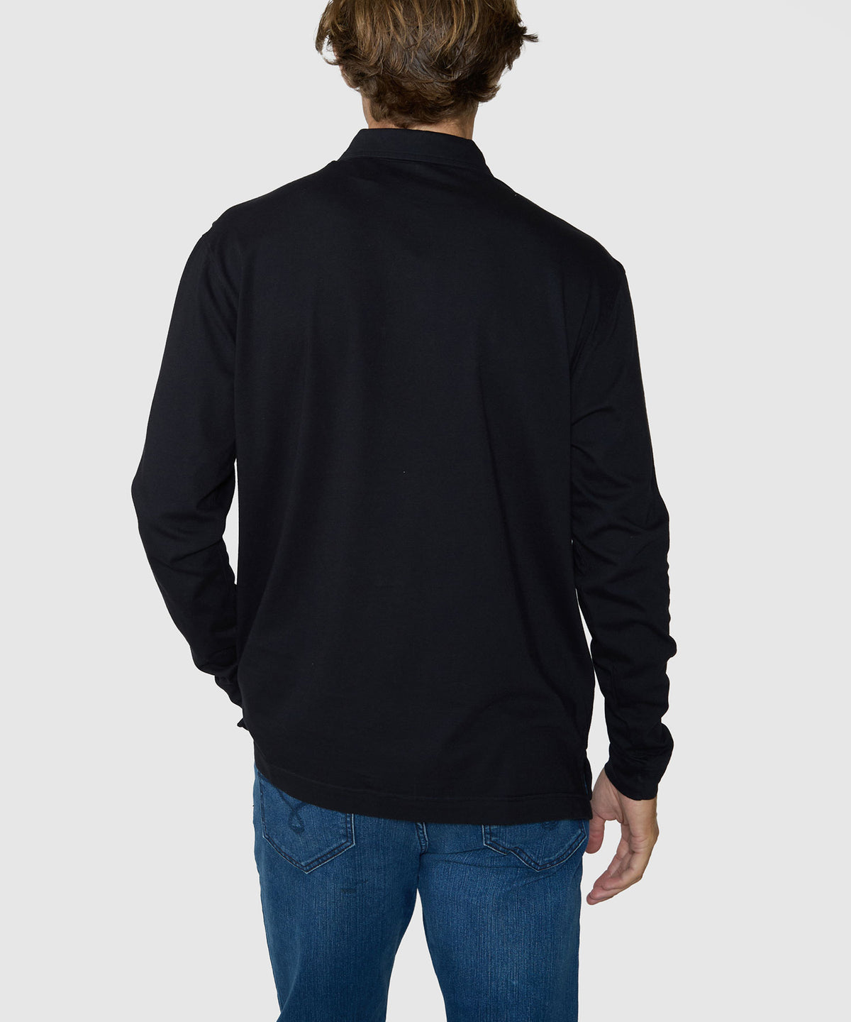 Westport Lifestyle Sunwashed Long Sleeve Polo - Black, Men's Big & Tall