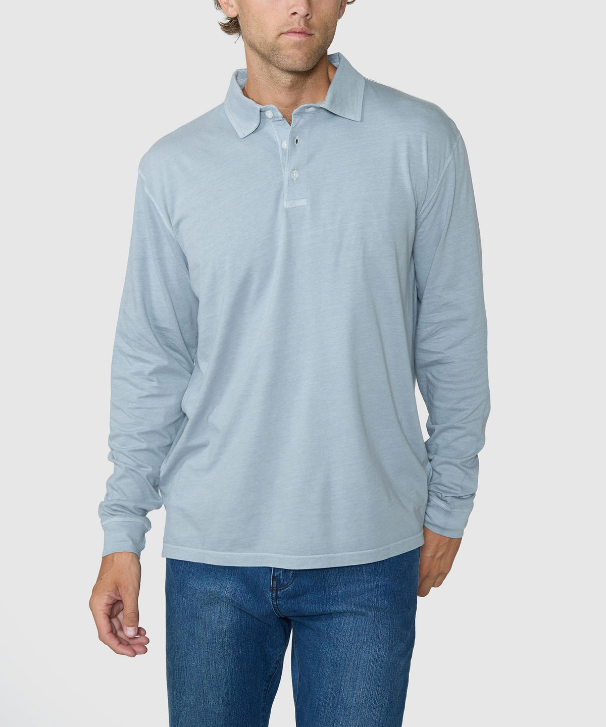 Westport Lifestyle Sunwashed Long Sleeve Polo - Granite, Men's Big & Tall